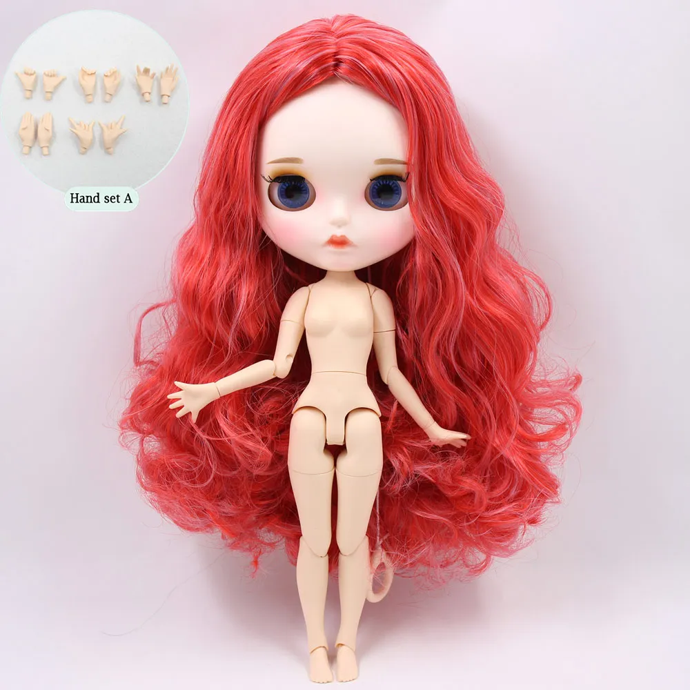ICY Nude Blyth изготовленная на заказ кукла No. BL1063/1061 красные смешанные волосы 1/6 bjd, pullip, licca, jerryberry - Цвет: B doll with hand A