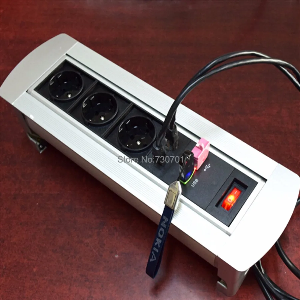 Многофункциональная настольная розетка с двойным разъемом RJ45 USB и