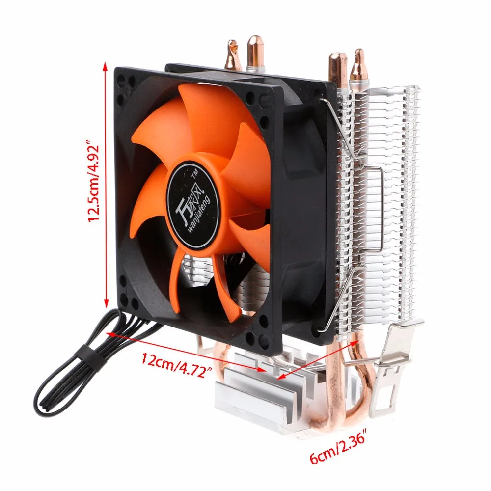 Открытый Смарт 2 Heatpipe Алюминиевый ПК кулер процессора охлаждающий вентилятор для Intel 775/1155 AMD 754/AM2