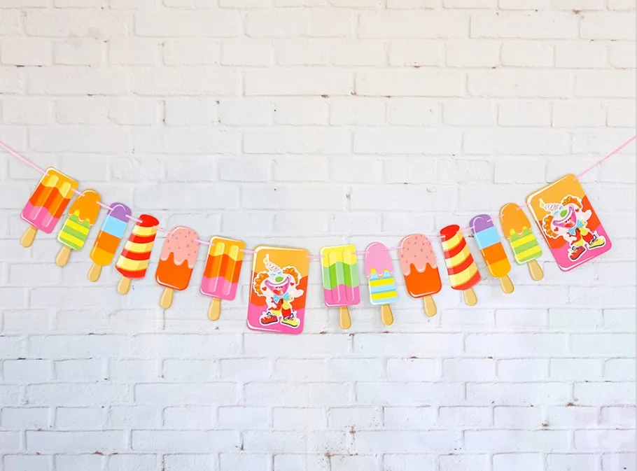 14pcs flag popsicle Летняя Вечеринка пончик мороженое тема украшения для кексов тарелка сотовый флаг с мячом коробка конфет набор день рождения, детский душ вечерние поставки - Цвет: 14pcs flag popsicle