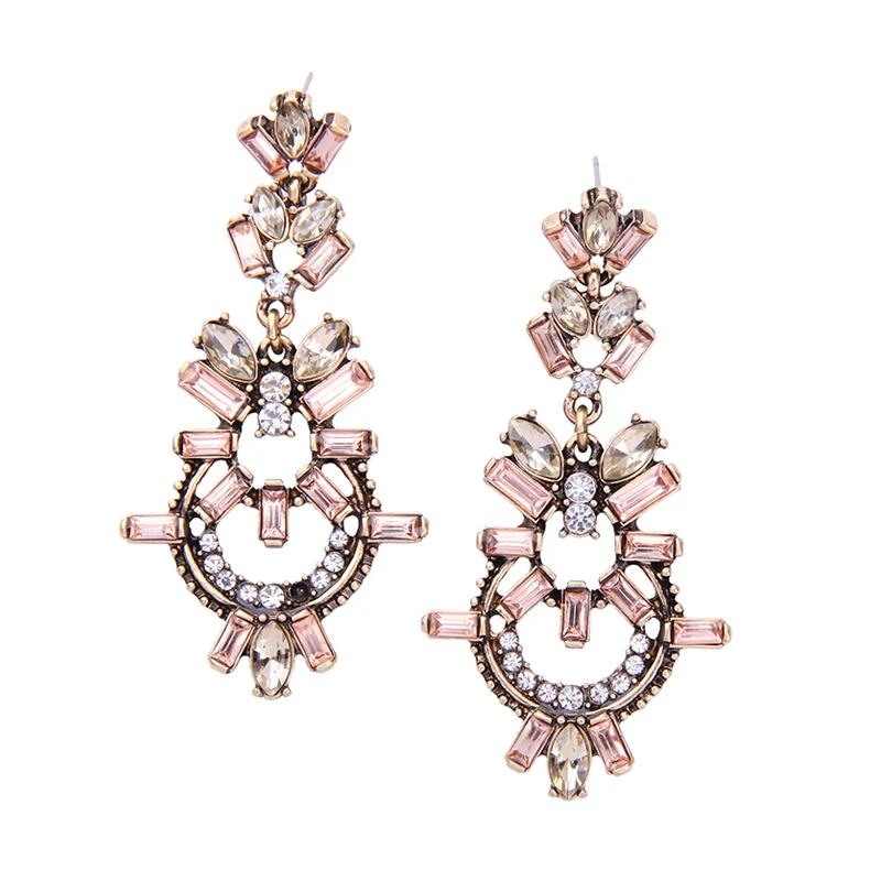 Серьги подвески из розового стекла Joolim высококачественные серьги люстры модные