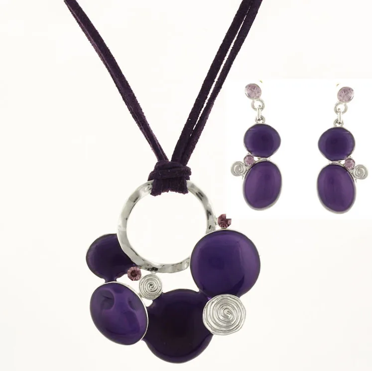 2016 новый стиль эмаль Колье Шейное ожерелье и серьги набор шнуров Модный комплект