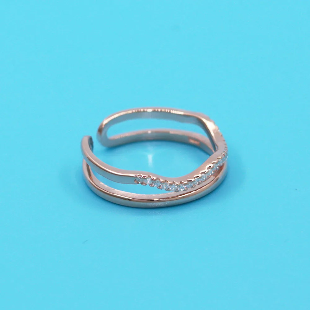 Параболы 925 стерлингового серебра Изогнутые Кольца с AAA Кубический Цирконий