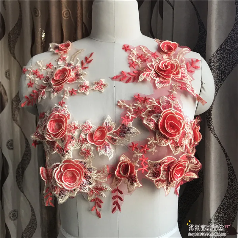 1Pc 38X42cm 4Colors Delicate 3D Wedding Veil Head Ornaments Lace Applique Trim Dress DIY Accessories BD0368 | Дом и сад