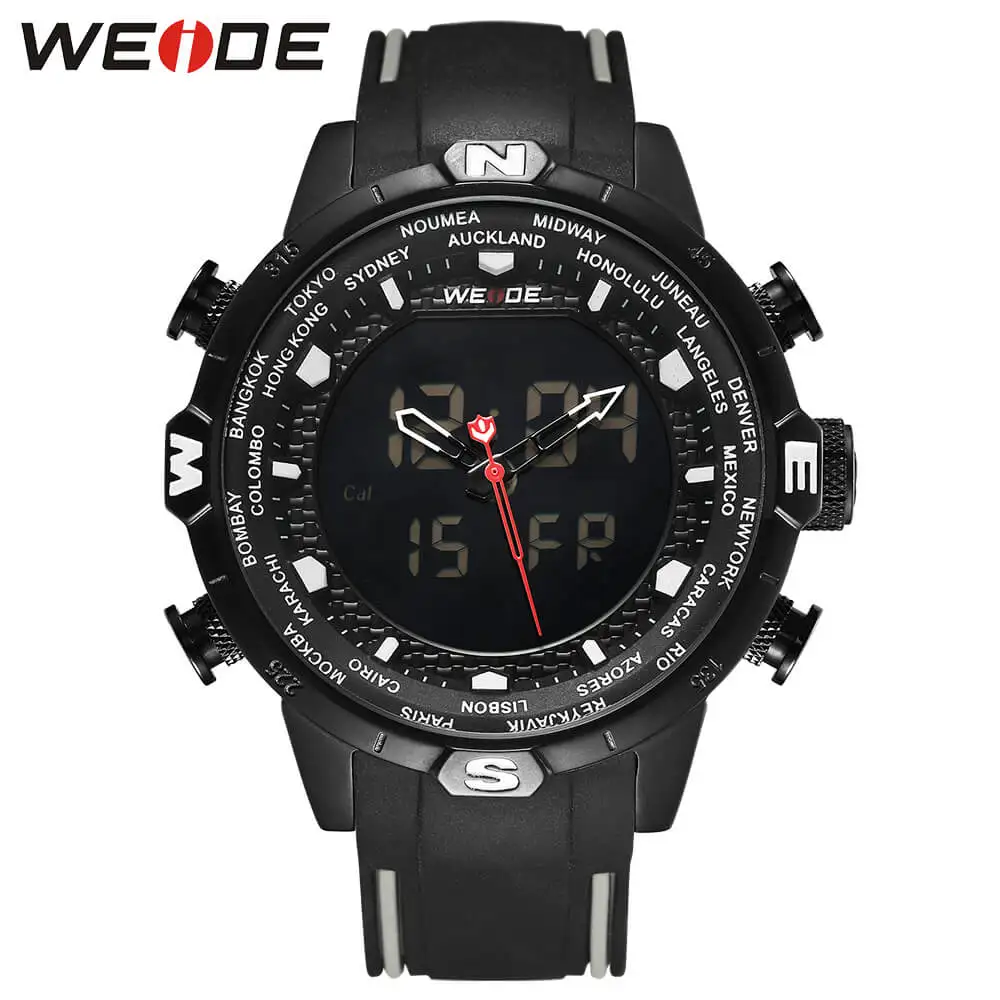 WEIDE оригинальный для ЖК-дисплея цифровые водонепроницаемые мужские часы