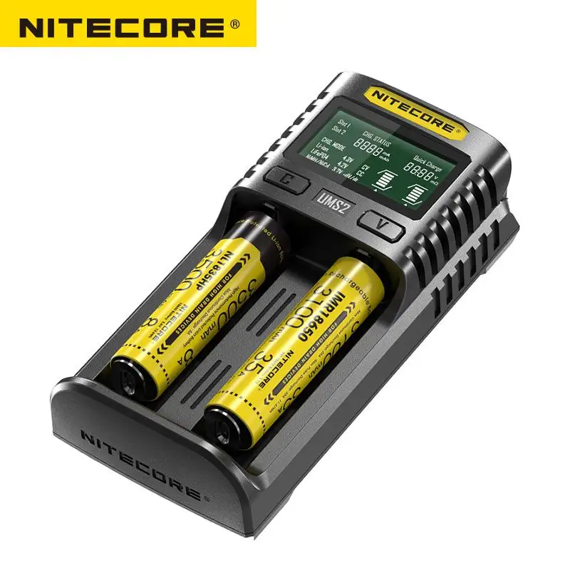 Интеллектуальное зарядное устройство NITECORE UMS2 с 2 слотами и функцией быстрой