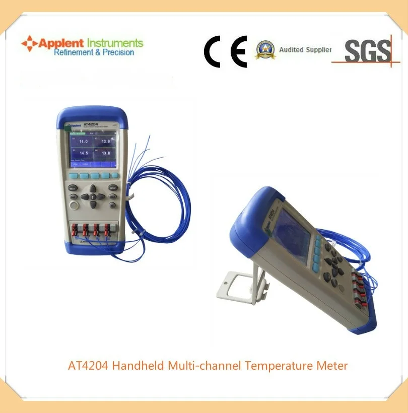 Applent at4204 Ручной Многоканальный Температура метр 4 каналов J/K/T/E/S/ n/B USB li-батареи |