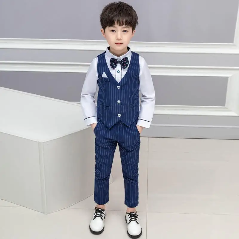Детские модные костюмы для мальчиков комплекты свадебной вечеринки жилет в