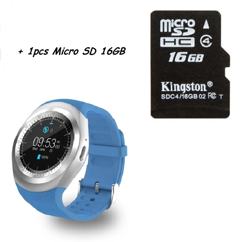 Завод 2G Smartwatch 1,22 дюймов полный круглый дисплей sim один nano sim Bluetooth SM01 Смарт часы без камеры - Цвет: Blue with TF 16GB