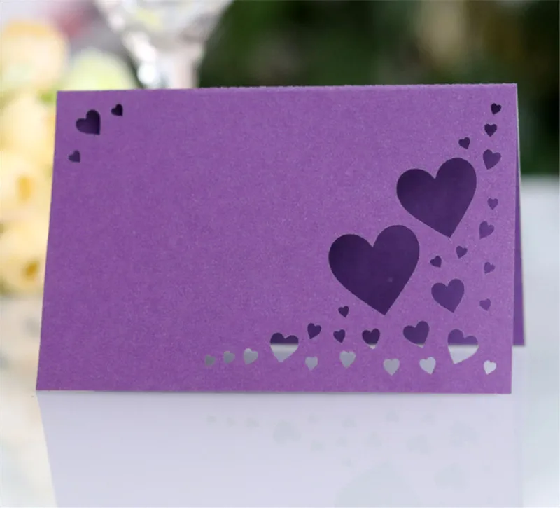 purple Свадебные визитки с картами для свадебной вечеринки, украшения стола разных цветов, 100 шт - Цвет: purple