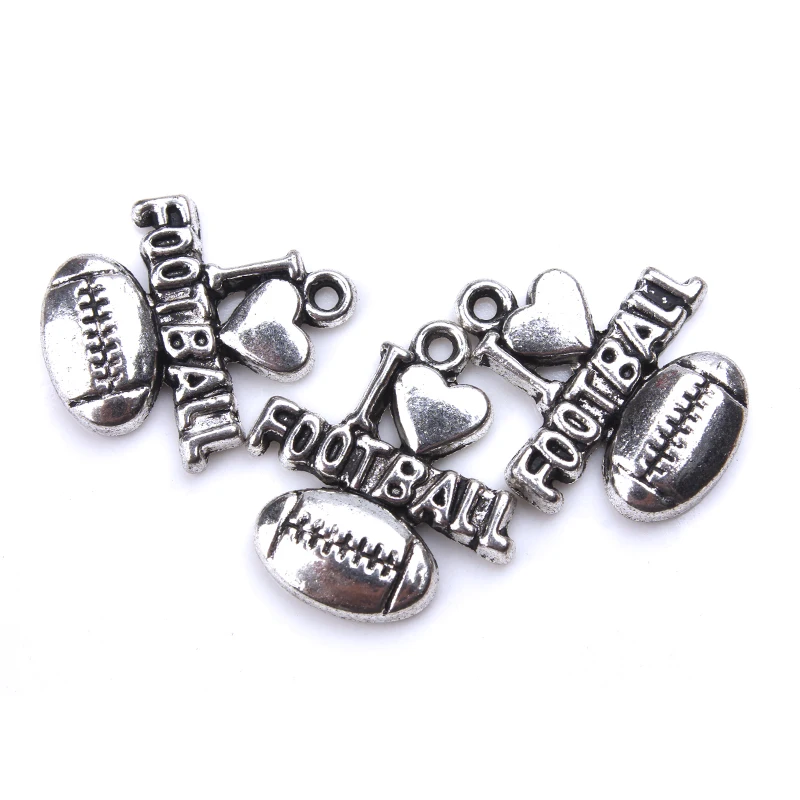 10pcs/lot 20mm x 18mm Charm Silver Alloy I Love football DIY Bracelets Jewelry Necklaces Accessories Pendant | Украшения и