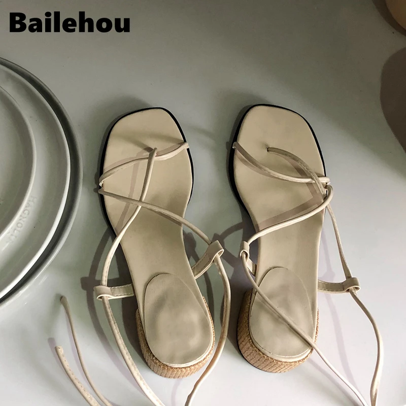 Bailehou/Новые Модные женские босоножки Летняя обувь с ремешком сзади повседневные