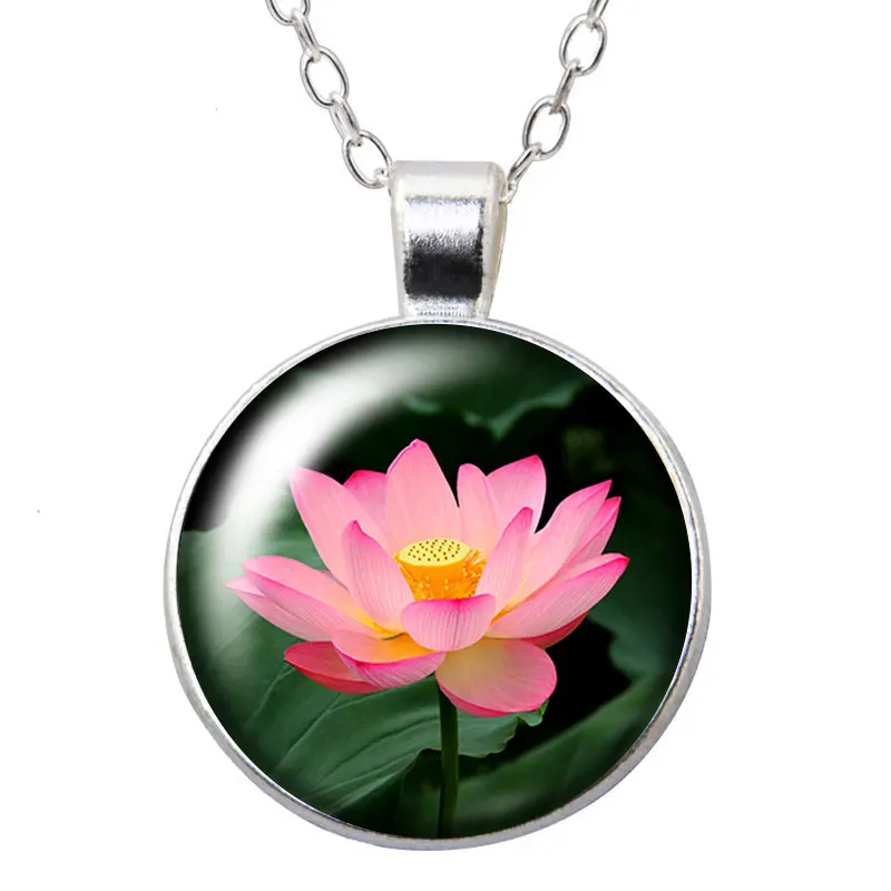 Круглое ожерелье с подвеской в виде РАСТЕНИЯ лаванды лотоса плюмерии 25 мм