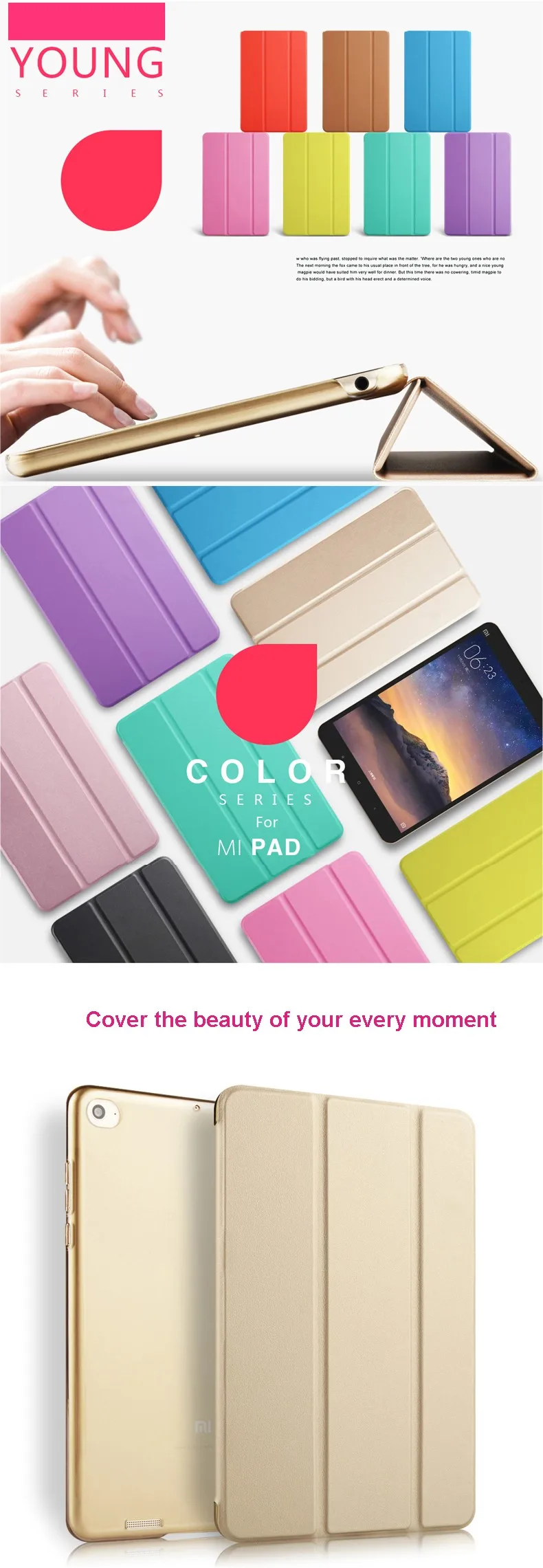 Ультратонкий чехол из искусственной кожи для Xiaomi Mi pad 1, 7,9 дюймов, жесткая задняя панель из поликарбоната, умный флип-чехол с подставкой для Xiaomi Mi Pad, 1 чехол s+ стилус+ пленка