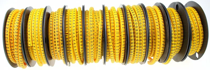 500 шт./лот EC 0 1 2 3 1.5mm2 A J ABCDEFJHIJ английские буквы гибких печатных рукав ярлыка трубки