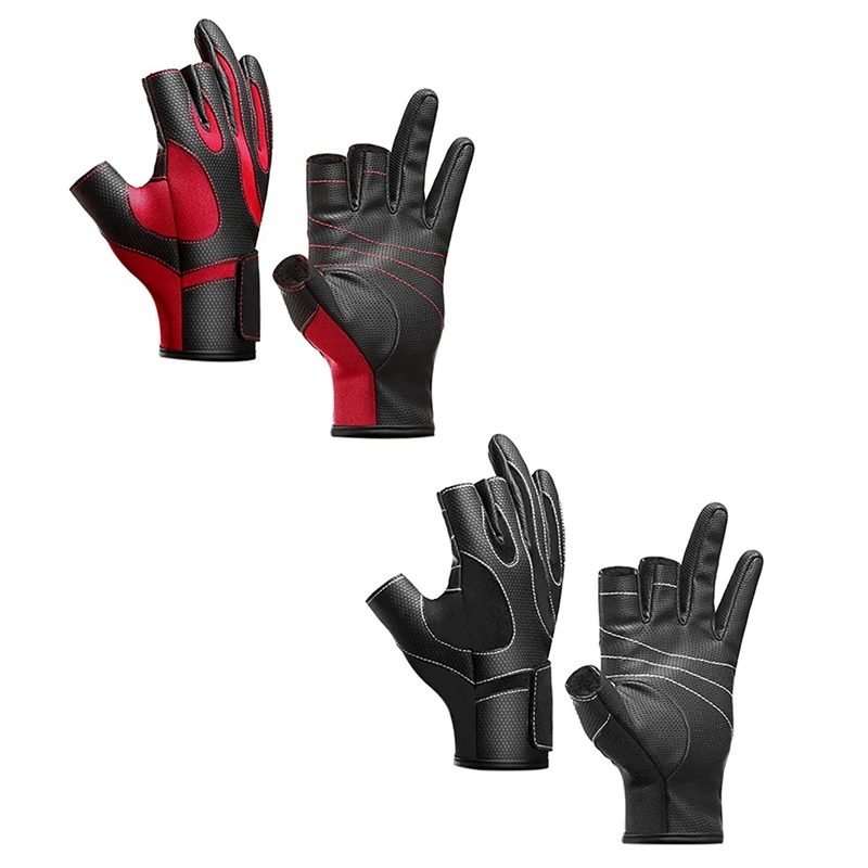 

2019 New arrival Cycling Gloves Fishing Gloves 3 Cut Finger Anti Slip Leather Outdoor ridling Handwear Sportswear