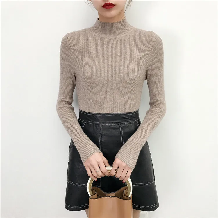 WWENN Autumn Turtleneck Knitted Sweater Female Simple Leisure Ladies Top Fashion Pullove Women Sweaters Cashmere casaco feminino | Женская