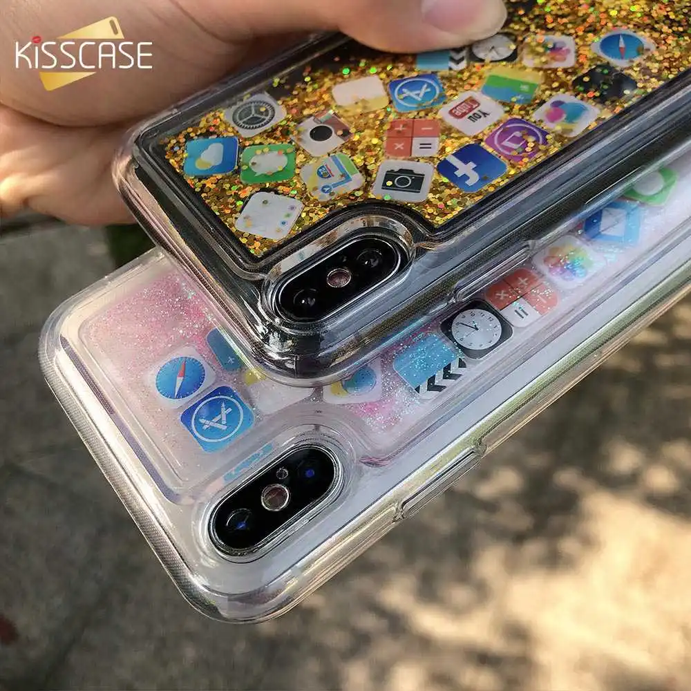 KISSCASE Блестящий жидкий зыбучий песок чехол для телефона Apple iPhone 11 2019 X XR XS