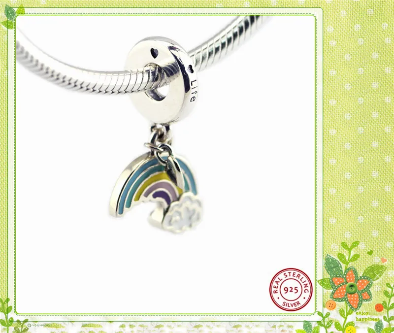 Микс эмаль Радуга любви кулон бусины для женщин ювелирных изделий DIY Fit PANDORA Подвески Серебро 925 на браслеты FL720