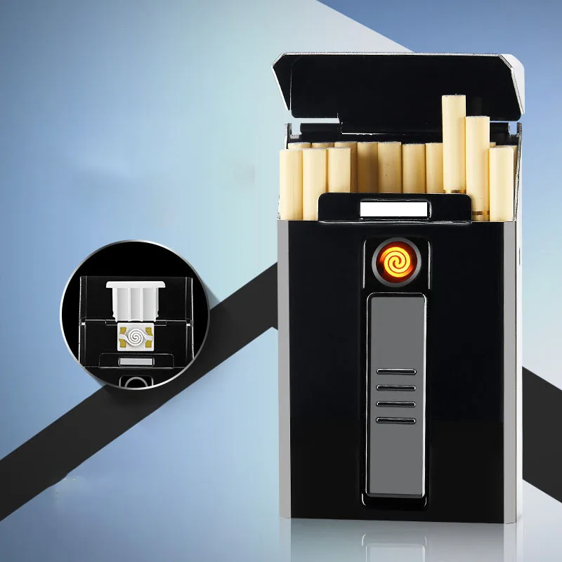Портативный USB чехол для электронной сигареты с зажигалкой 20 шт. держатель для сигарет usb зарядка Зажигалка гаджеты для женщин коробка для сигарет