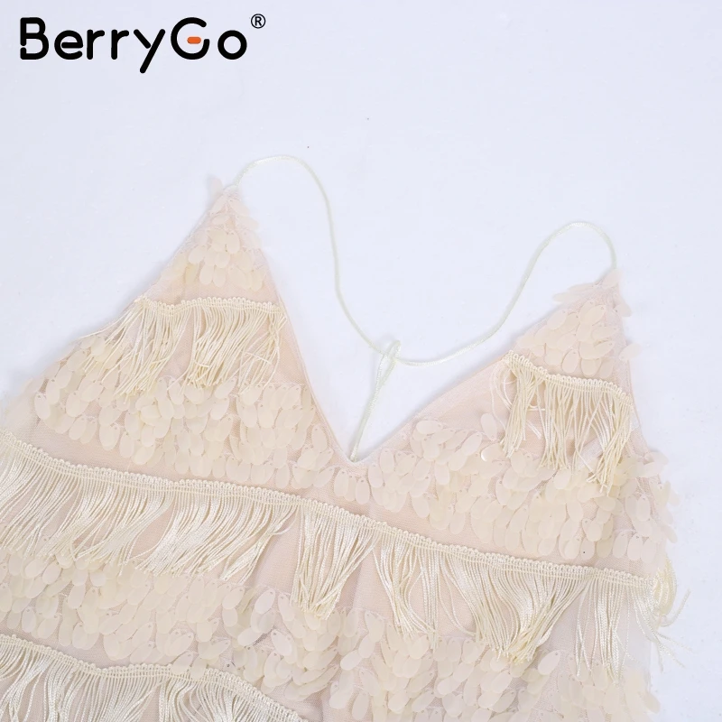 Женское короткое платье с открытой спиной блестками и кисточками|sexy party|mini dresswinter