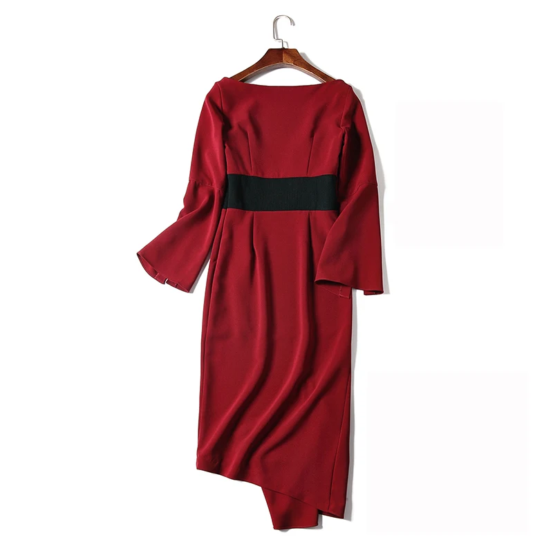 

Spring Summer Autumn dress 2019 new fashion high waist dress slim temperament red long banquet dress women's dress clothes