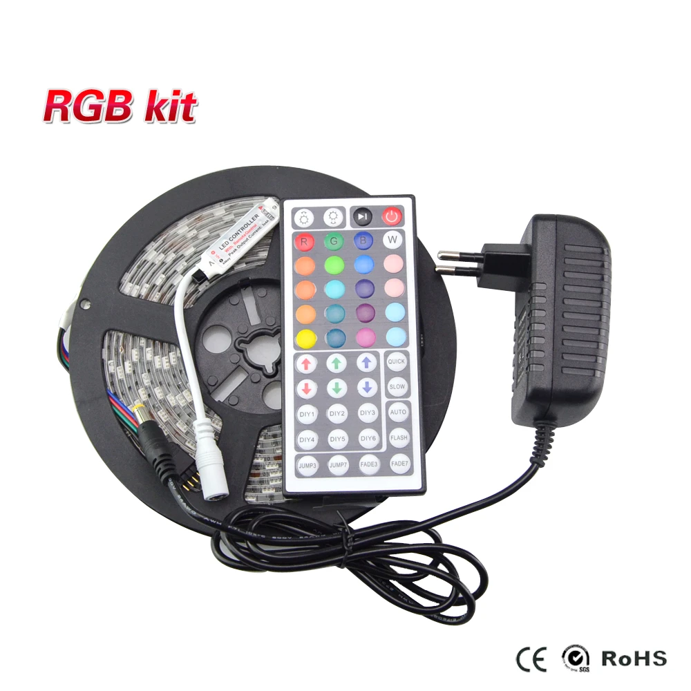 Светодиодная лента RGB 5 м/рулон 5050 3528 SMD 300LED s Гибкая гибкая + 44 кнопки пульта