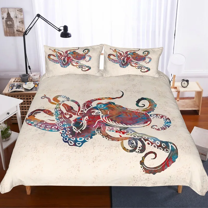 

Fashion Designer Octopus Bedding Set King Size Bedding Set Single Double Bedding Set Creative Duvet Cover Printing Home Textile