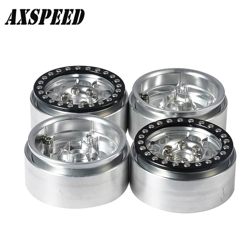 

1.9'' Wheel Rims Beadlock Wheels Rims silver&black for 1/10 Axial SCX10 D90 D110 Wheel Hub Parts