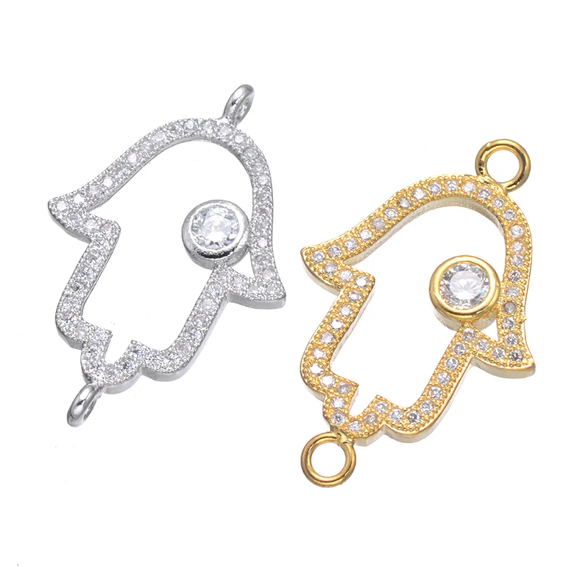5 шт. ювелирные изделия Винтаж Циркон Хамса подвески для браслетов и ожерелья