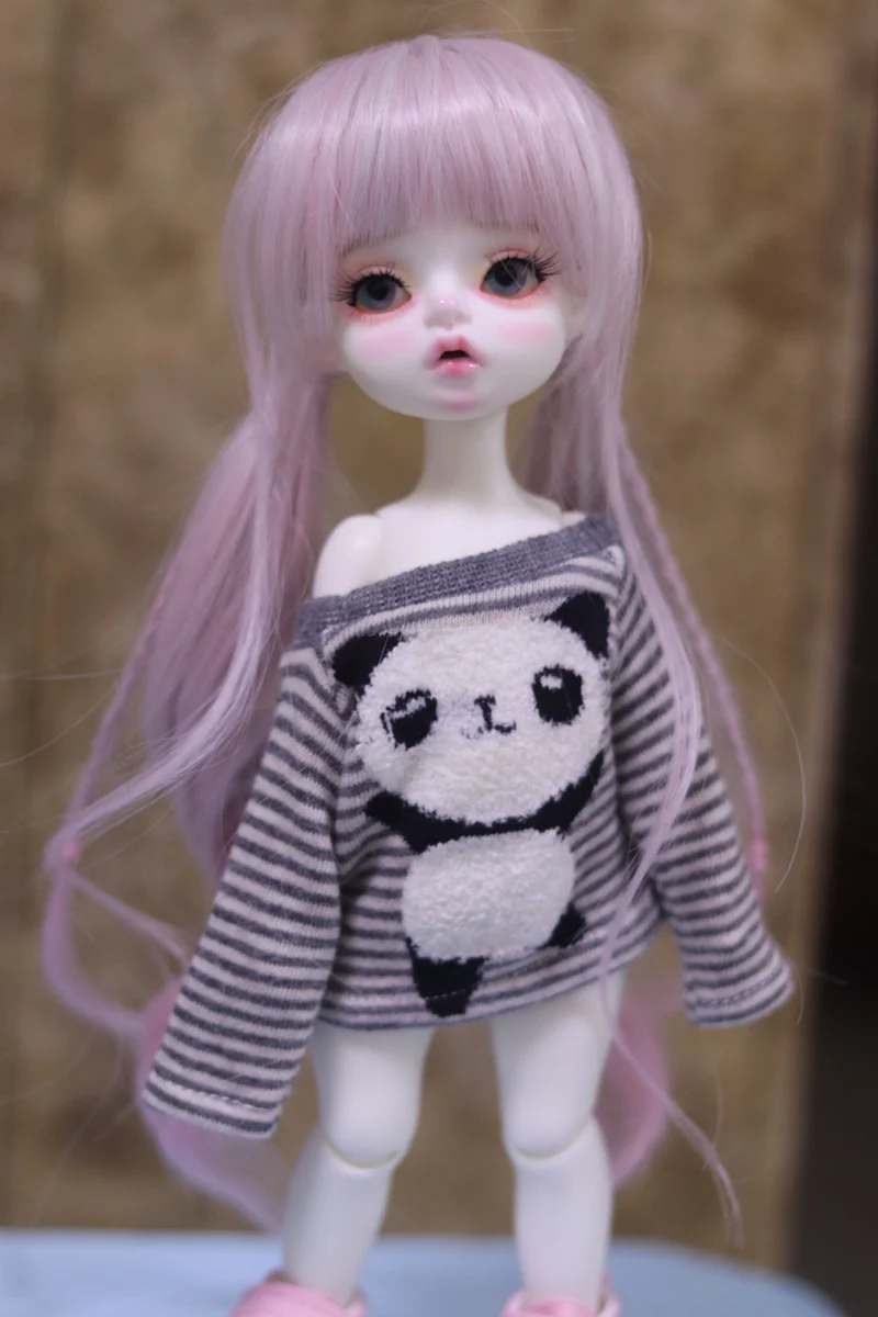 

T02-X668 Best children gift 1/6 bjd dolls Accessories handmade clothes cute stripe panda suit