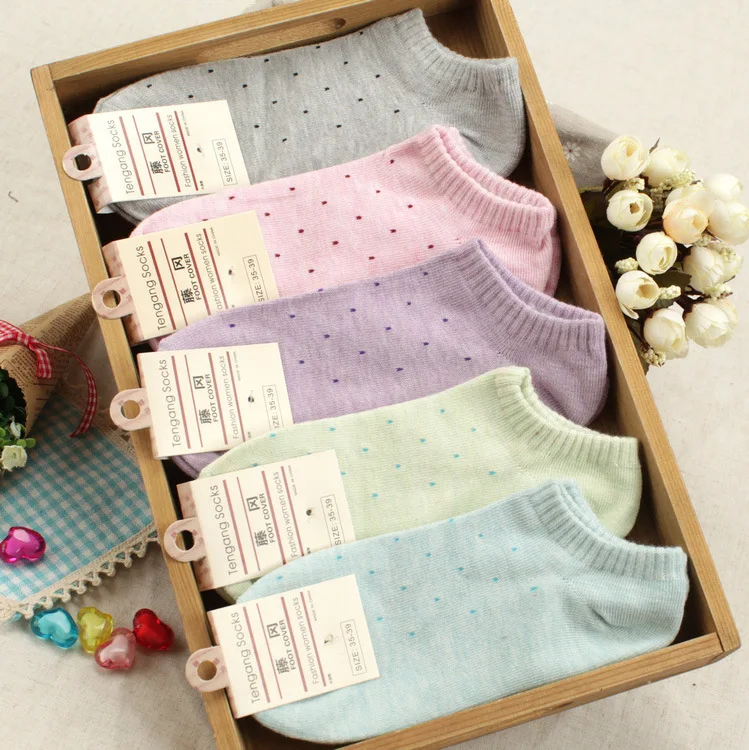 20 pieces=10pairs of small Polka dot size of female women's thin ankle socks