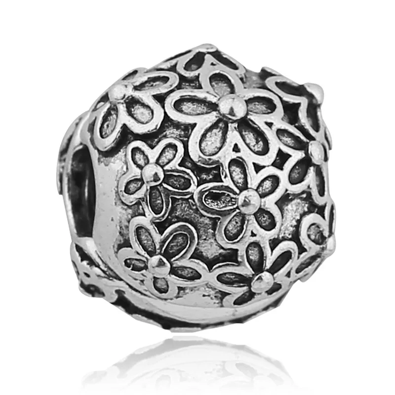 daisy flower 1 1 шт. цвет серебристый, золотой цветок розы любви Клевер клипсы фиксаторы уход за кожей лица маска с очаровательной бусинкой Подходит европейской Пандоре обаятельные очаровательные женские браслеты - Цвет: daisy flower 1