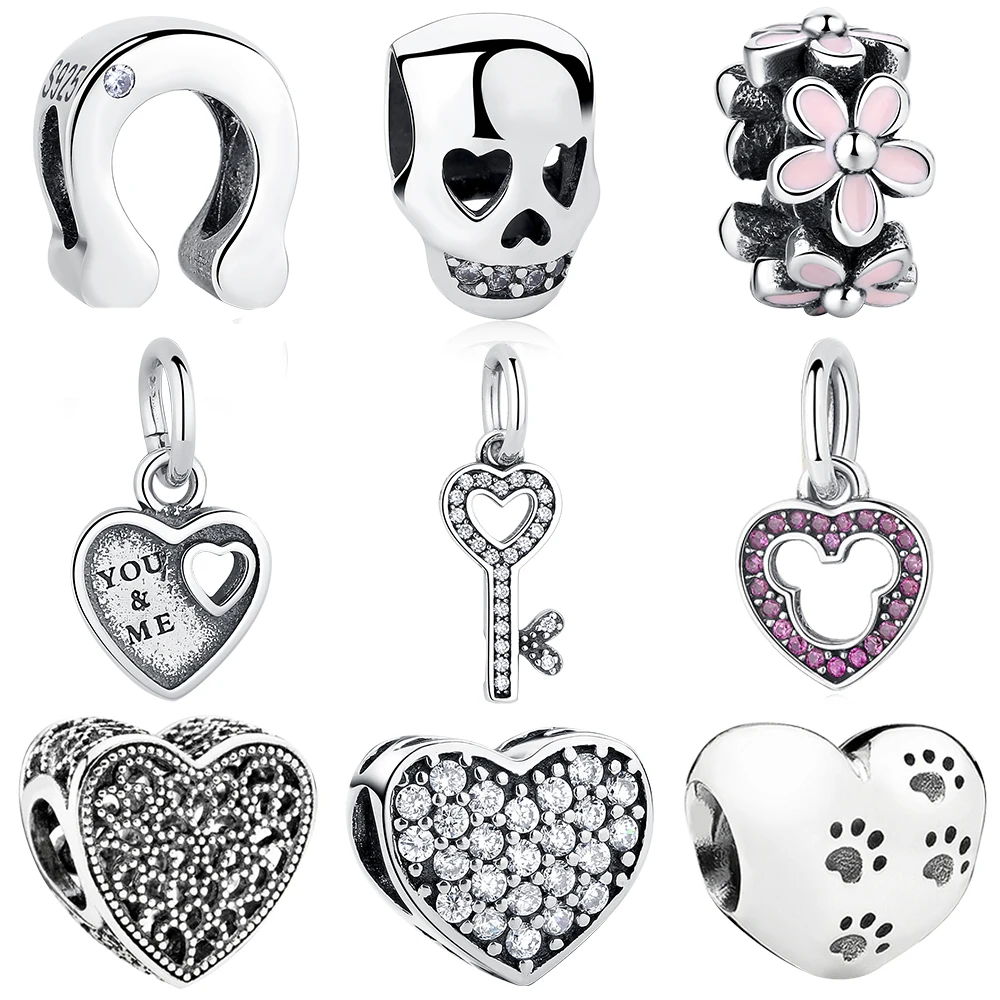 100% Серебро 925 пробы Специальный череп бусины Fit Pandora талисманы оригинальный