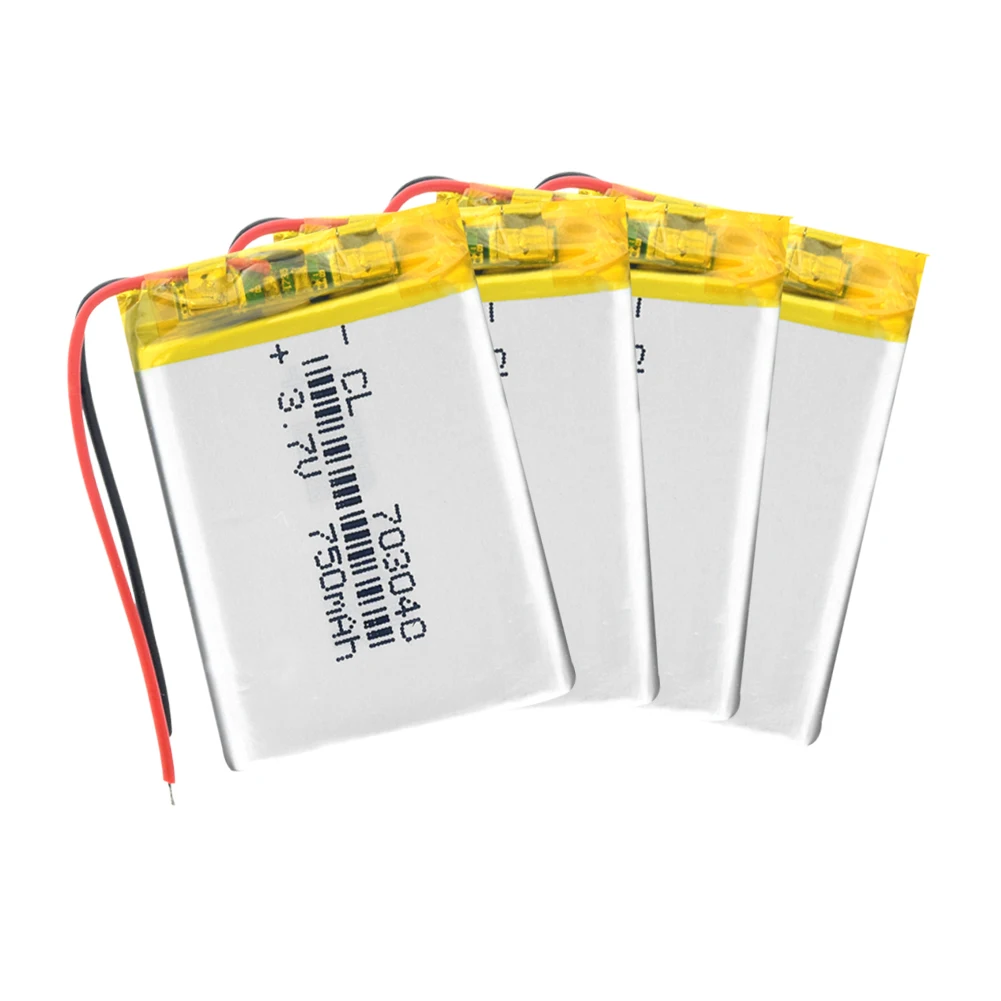 1/2/4 3,7 v 750mAh Li-po Батарея 703040 Перезаряжаемые литиевые батареи для Светодиодный светильник MP3 MP4 сотового телефона DVD ноутбук Мощность банка