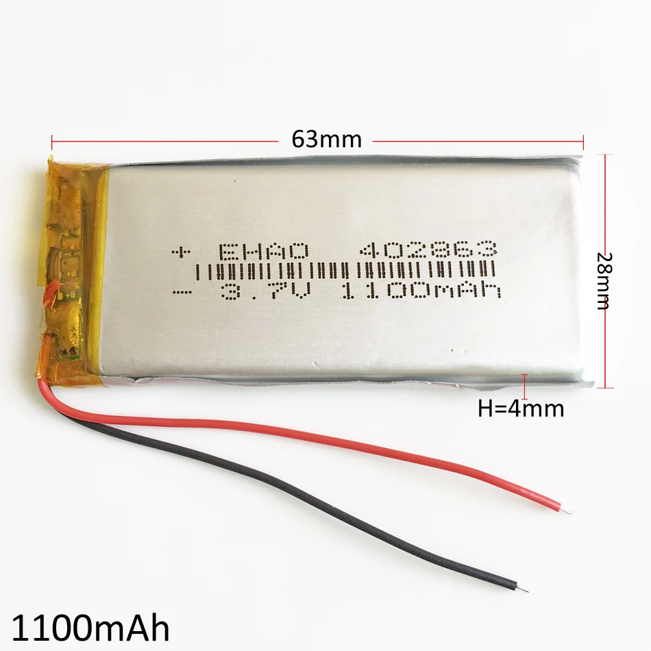 Литий полимерная аккумуляторная батарея 1100 мАч 3 7 в 402863 для MP3 GPS PSP DVD видеоигр PAD E