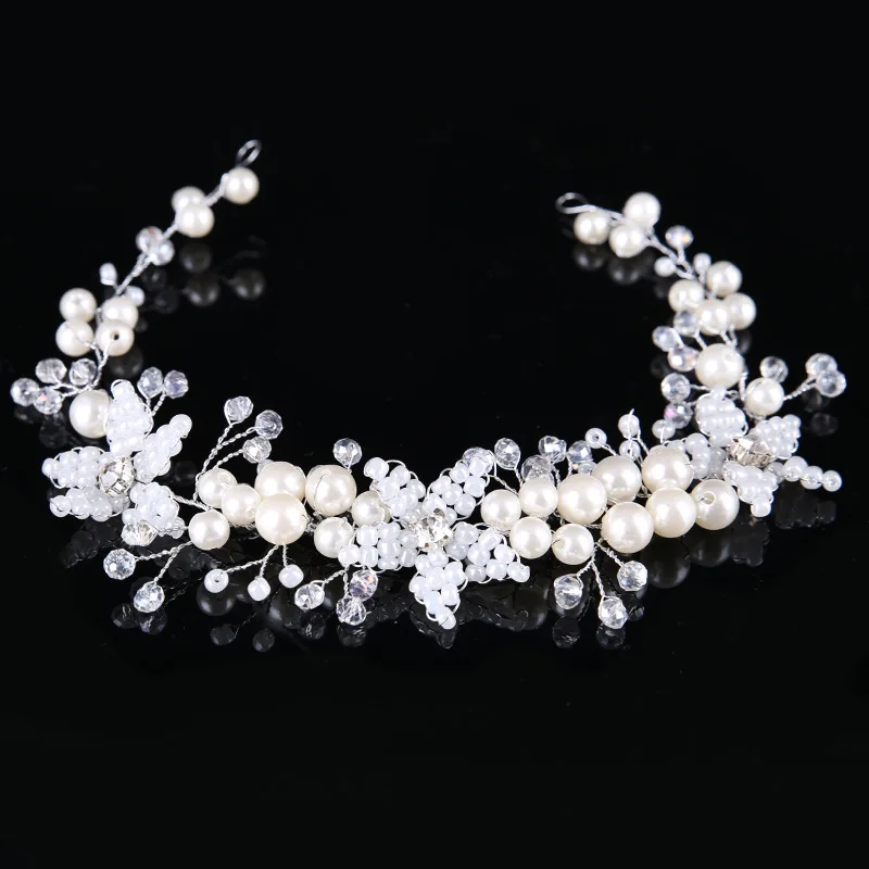 GETNOIVAS серебро Цвет ручной работы цветок повязка на голову с жемчугом и