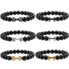 1 шт. модный браслет из натурального камня, мужские матовые черные камни для жизни, женское украшение для фитнеса и спортзала, подарки для женщин