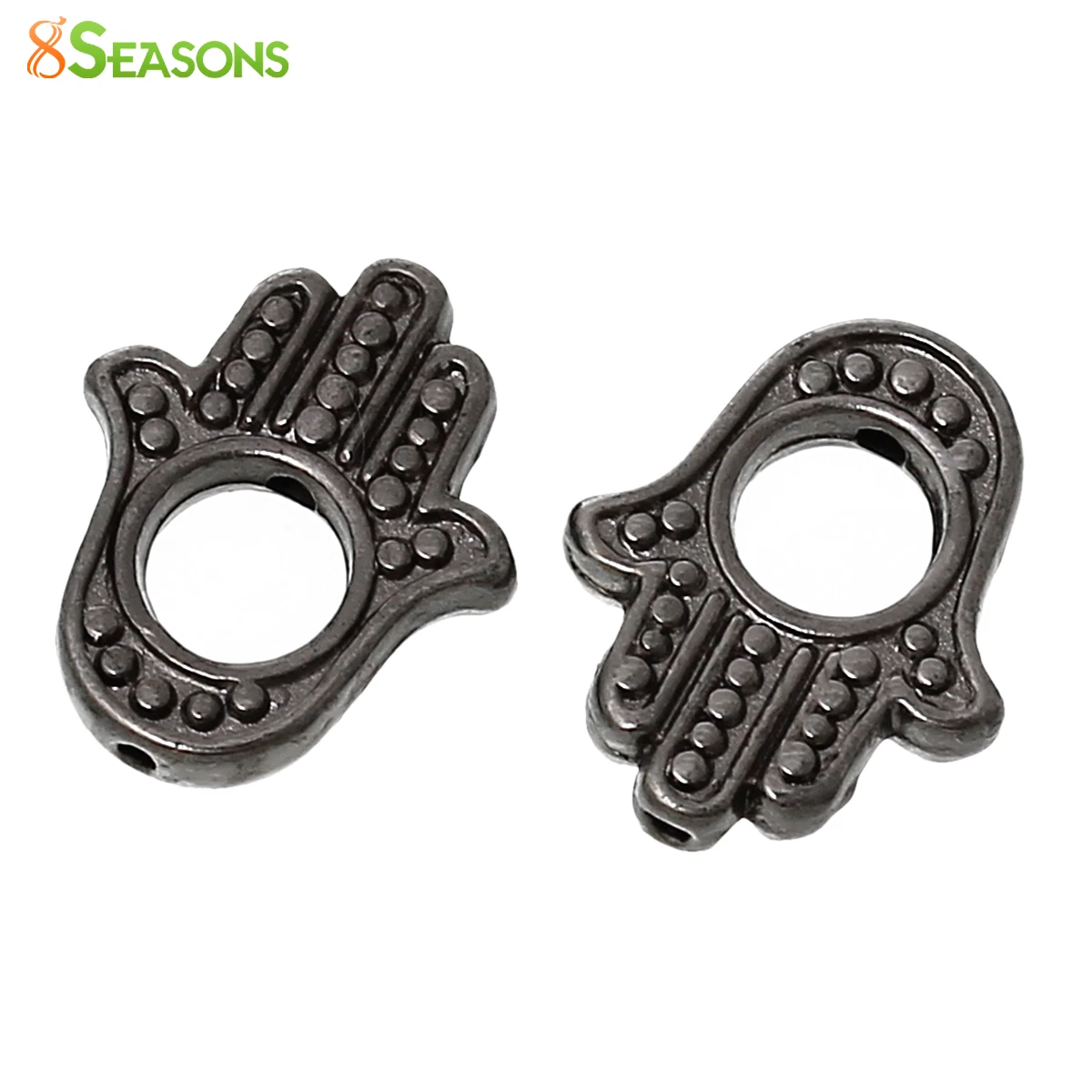 8 СЕЗОНОВ Бусы Хамса Символ Руки Gunmetal Кадров Dot Pattern (Подходит 4.0 мм Бисер) 15.0 х 13.0 100