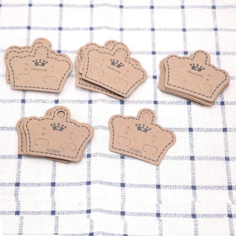 500 шт 5x4 см крафт-бумага Earrring Card Fashion Hang Tag Jewelry Display Earring Favor маркировка одежды цены