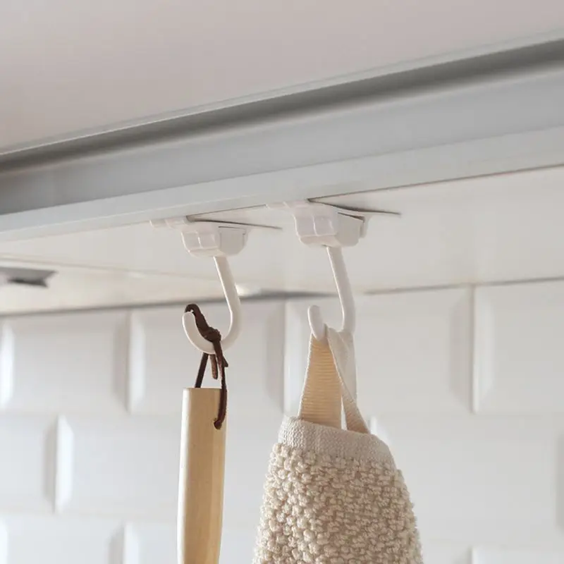 2x Over Door Hooks Rotatable Hanging Holder Storage Hook Organizer Bathroom Kitchen Cabinet Cloth Towel Bag Hanger Space Saving