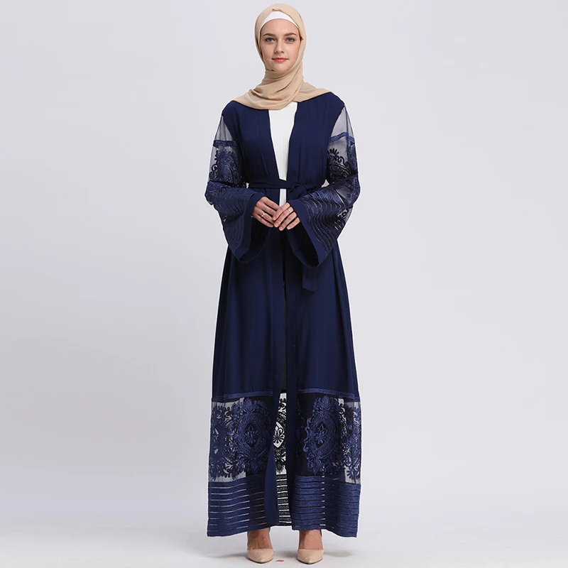 Abaya кимоно кружевное мусульманское модное хиджаб платье Турция ислам одежда