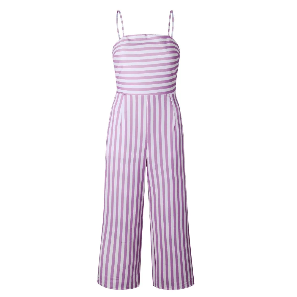 

Strapless Striped Printed Jumpsuits For Women Nice Wide Leg Jumpsuits And Romper Elegant Back Tie Bow One Piece Overalls Mujer