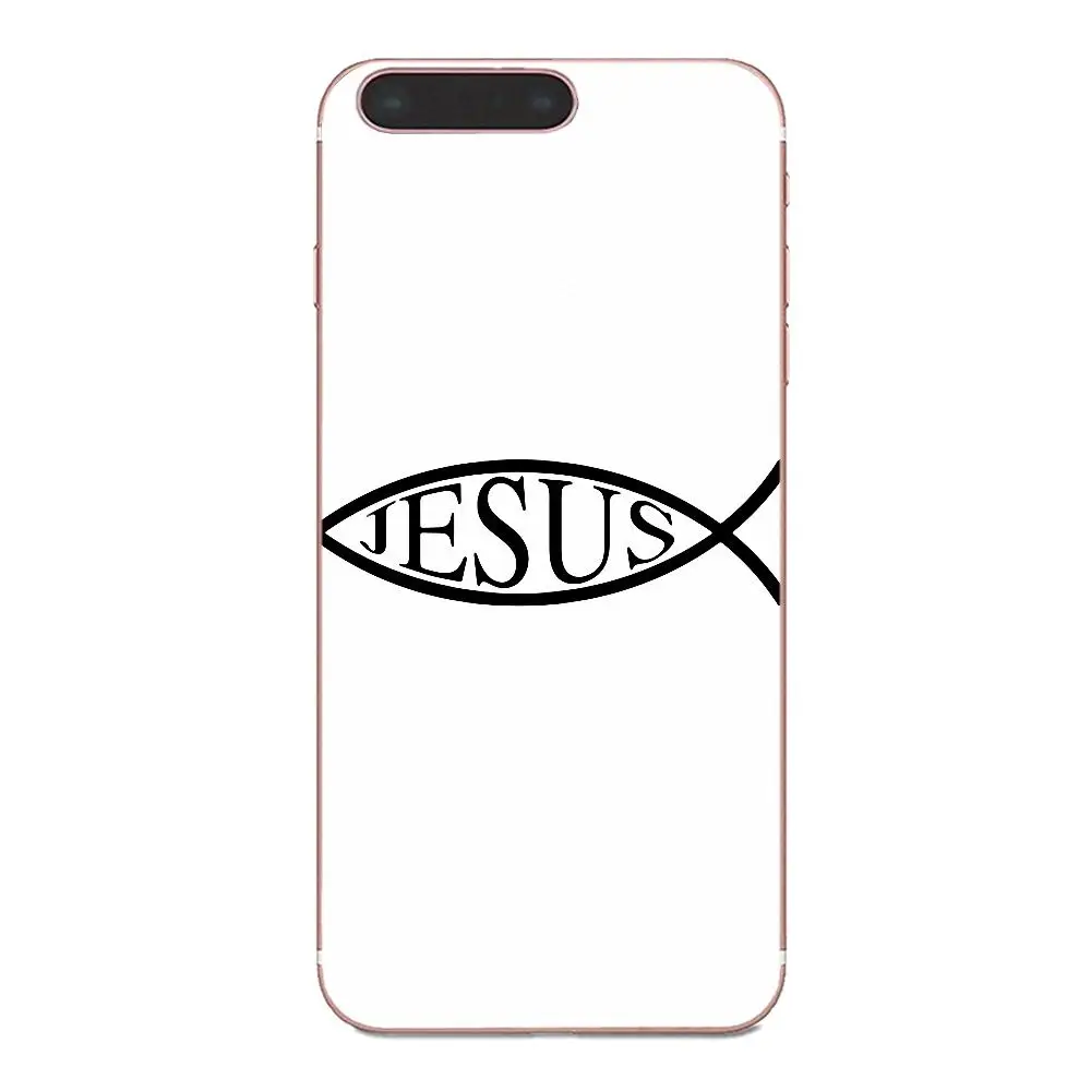 Мягкий чехол с логотипом Jesus Christian Fish для Apple iPhone 4 4S 5 5C 5S SE 6 6S 7 8 Plus X XS Max