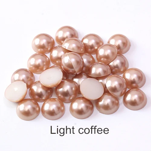 light coffee 2 мм-12 мм Цветные Плоские с оборота жемчужные бусины ABS пластиковые полукруглые Жемчужины для украшения ногтей F0092 - Цвет: light coffee