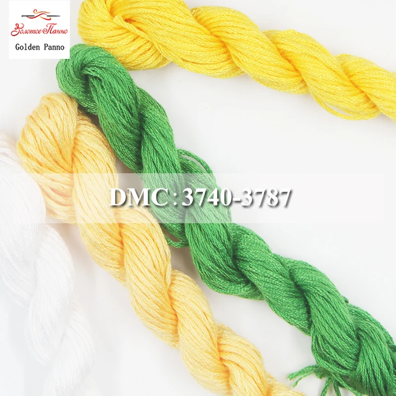Golden Panno,DMC3740-3787 Multcolor  10Pcs/lot 1.2m Length Thread Cross Stitch Cotton Sewing Skeins Embroidery Thread Floss Kits