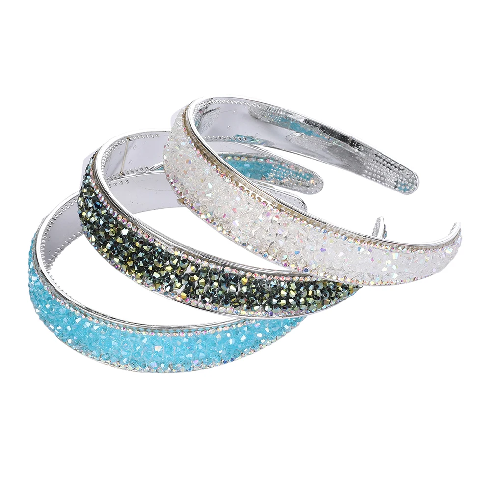Женские широкие ободки с кристаллами Molans блестящие стразы серебристые и