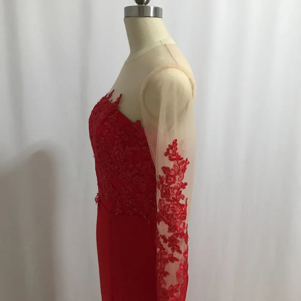 Красное Кружевное платье подружки невесты ILUSY Vestido de festa для свадьбы с длинным