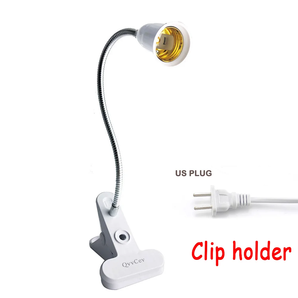 1 head US plug E27 гибкий держатель для цоколя для настольного стола с зажимом E27 Цоколь Светодиодная лампа для книги, лампы для выращивания 360 держатель для ЕС, США, Великобритании Заглушки для выключения - Цвет: 1 head US plug
