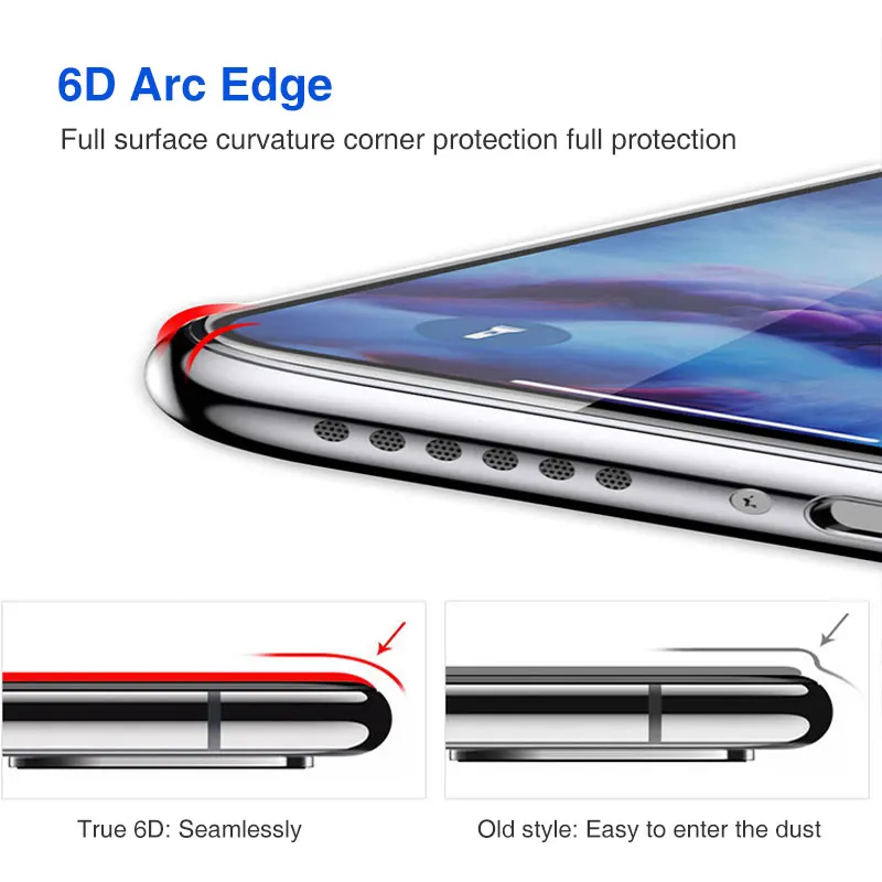 Закаленное стекло 10D для iPhone защиты экрана с полным покрытием X 7 8 6 Plus 6s XR XS Max |